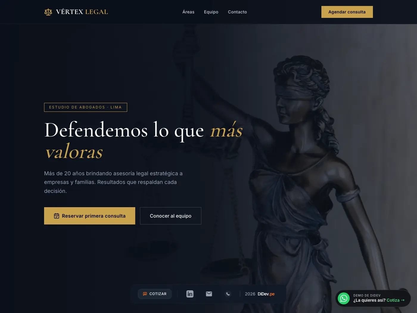 Vista previa del sitio web para Abogados / Estudios