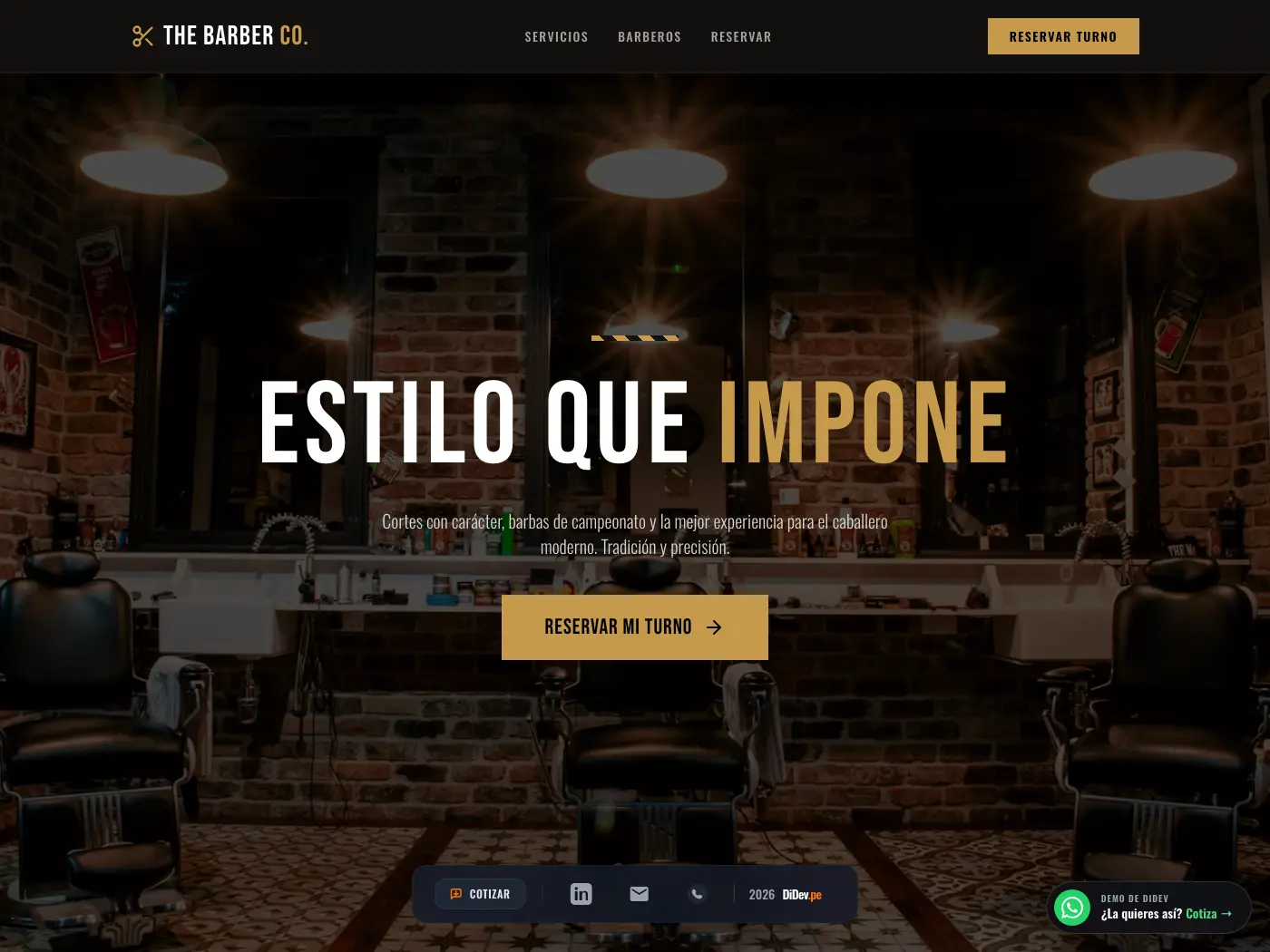 Vista previa del sitio web para Barberías