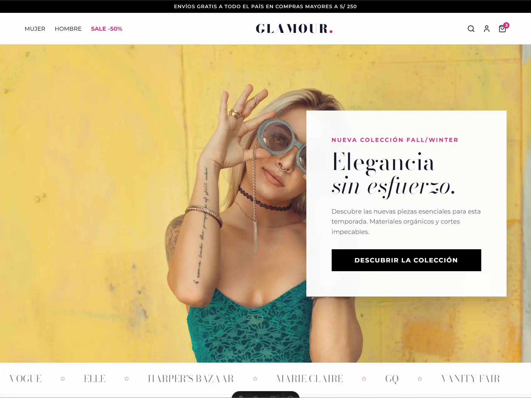 Vista previa del sitio web para E-Commerce
